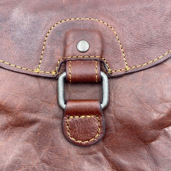 Jack Georges Dark Brown Leather Crossbody Bag Rustic Cowboy Rodeo Purse Boho 9" - Picture 6 of 13